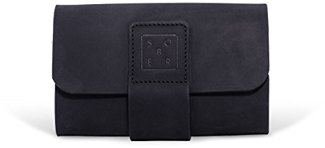 sober® | Ledertasche Etui für Rasierer und Rasierpinsel in schwarz matter Optik | Handgefertigt in Berlin