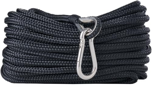RainierSupplyCo Boat Anchor Rope - Double Braided Marine Rope Anchor Line - 50ft Nylon Boating Line with 316 Stainless Steel Thimble and Heavy Duty Marine Grade