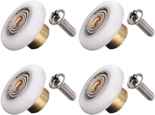 Linwnil Uppsättning av 4 diameter 19 mm rostfritt stål duschdörr hjul rullar, vit, 19 mm x 5 mm (rostfritt stål-4 st) Vitt