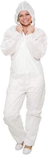 10 x Einweg Overall Weiß Gr. L Premium Plus | Dicke Qualität Maleroverall Schutzanzug für leichte Malerarbeiten, Lackierarbeiten, Reinigungsarbeiten | Maleranzug Schutzkleidung Overall mit Kapuze