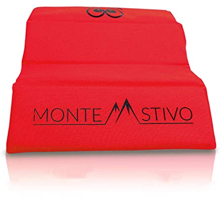 Monte Stivo® Expedition | Cuscino isolante da esterni 30x40 cm per adulti e bambini pieghevole 4 volte | Per escursioni (rosso)