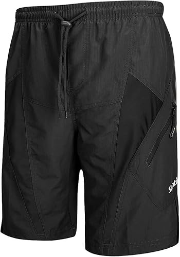 Santic Pantaloncini da Ciclismo da Uomo,MTB Ciclismo Corti 4D Imbottitura Corsa All'aperto Traspiranti, Mountain Bike,Arrampicata,Abbigliamento Bici Sciolti e Casual,Nero L