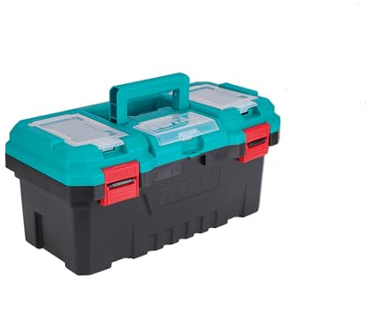 TOTAL - Werkzeug-Organizer 15 kg - Kunststoffbox mit Herausnehmbarem Einsatz und Oberdeckel - 3 Aufbewahrungsbereiche und Skalenfunktion - Maße 436x220x205 mm