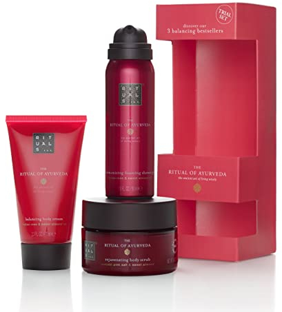RITUALS Geschenkset für Frauen von The Ritual of Ayurveda, Probierset - mit indischem Rosen- und Mandelöl - beruhigend und pflegend, rot, 3.0 stück, 0.55 pounds