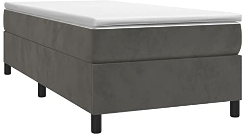 vidaXL Estructura de Cama con Somier, Somier Individual de Listones, Base de Cama Tapizada, Mueble para Dormitorio Hogar, Terciopelo Gris Oscuro 90x190 cm