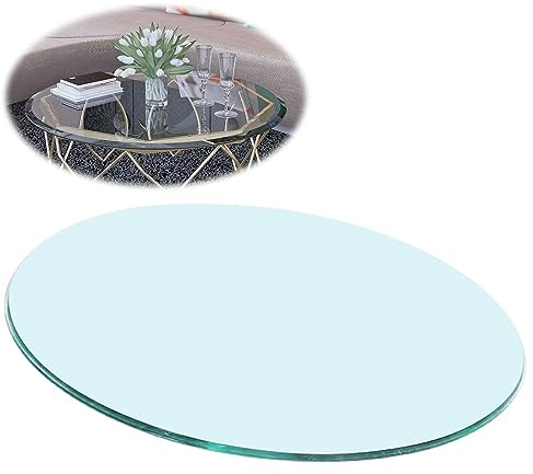 SAGIDAR Mesa de Vidrio Templado Redonda Transparente - Tablero de Cristal para Comedor 35-100CM