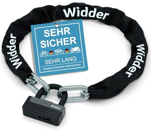 Widder Titan-Stahl [Level 15] Kettenschloss mit 4 Schlüssel - 115cm lang & 11mm massiv - für Motorrad Moped e Roller e Bike Fahrrad e Scooter Schloss - Motorradschloss & Fahrradschloss hohe Sicherheit