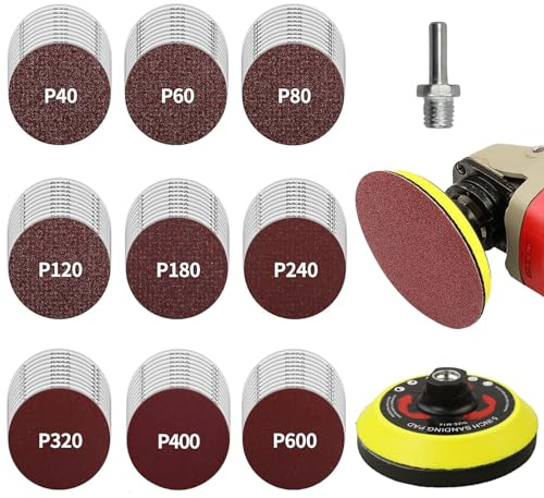 Galerie SV 90 Piezas Discos de Lijado de 125mm,Discos de Lija Papel Abrasivo Autoadhesivos Kit de Almohadilla de Disco de Lijado para Lijadora Angular/Pulidora Taladro-Pulido/Desbarbado