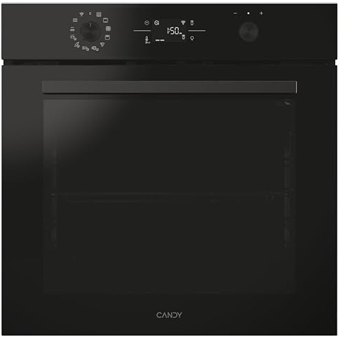 Candy C-Bake 600 CA6 NP5B3EHTB, forno multifunzione, 78 l, Wi-Fi, 2 vassoi e 1 griglia, pulizia idrolitica, convezione + ventilatore, 12 funzioni, comandi push&pull, porta doppia vetro, Full black