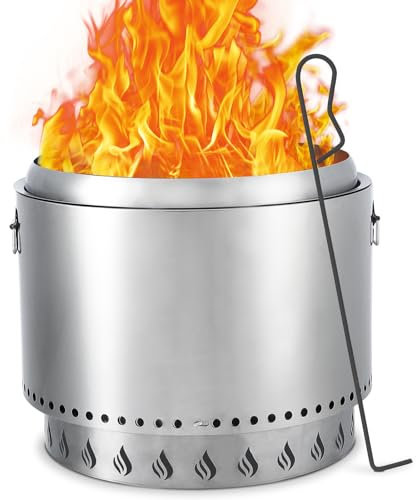 PioneerWorks 50 cm spis brasa 2.0, rökfri eldstad, 360° luftflöde och avtagbar askpanna, rostfritt stål brinnande eldstad, bärbar eldstad utomhus, för 4-6 personer, 25 kg