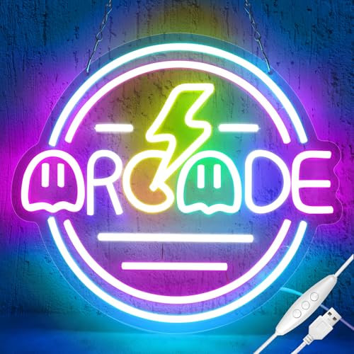 AOOTE Neon Signos de Luz, Gaming Zone Letreros de Neón Regulable, Letreros de Neón USB Letrero, Letrero Neon Decoración de la Habitación para el Dormitorio, Sala de Juegos, Bar, Fiesta, Niños Regalo