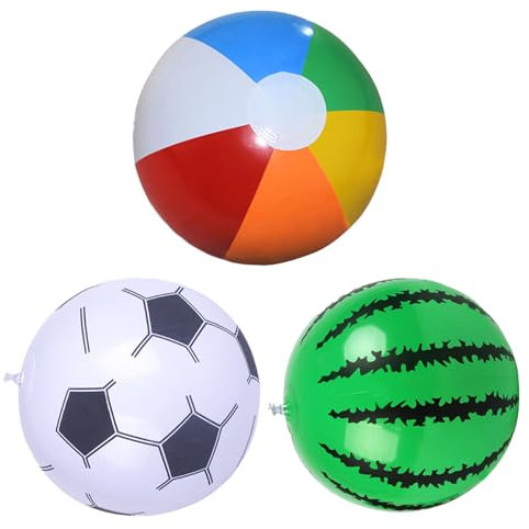 Ballons gonflables de plage - Petit ballon de jeu d'été pour , balle colorée légère | Lot de 3 balles gonflables de 12 pouces, jouets aquatiques pour piscine, baignade, jeux extérieurs à la pla