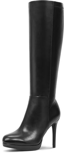 Lumeheel Black Knee High Boots Women - Platform Pointed Toe Stiletto Heel Suede Tall Boots for Fall Winter B 9