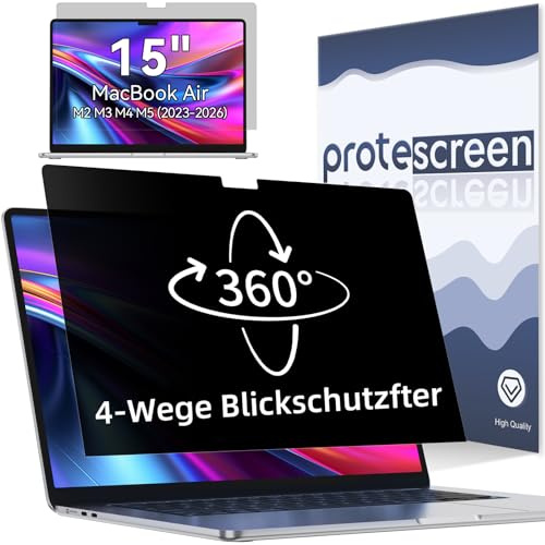 Protescreen Filtro de privacidad de 360° para MacBook Air de 15 pulgadas 2021-2025 (M2 M3 M4), antideslumbrante, luz azul Mac 4 vías, filtro de privacidad, protector de pantalla 15.2