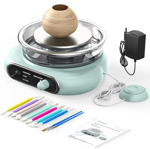 Electric Pottery Wheel with Foot Pedal, Adjustable Speed, Detachable Turntable, Complete DIY Pottery Kit with Tools for Beginners and Schools