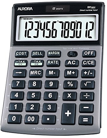 Aurora DT661 Business Calculator with Cost Sell Margin and Tax, Grey