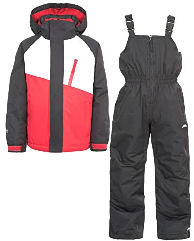 Trespass Crawley Wasserdichter Skianzug mit Abnehmbarer Kapuze, Knöchelgamaschen & Knöchelreißverschlüssen für Kinder/Unisex/Mädchen und Jungen