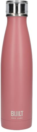 Built Perfect Seal Double-Walled Insulated Stainless Steel Water Bottle, 480 ml, Pink