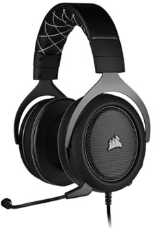 Corsair HS60 Pro Surround Gaming Headset (7.1 Surround Sound, Anpassbare Memory-Schaumstoff Ohrmuscheln, Abnehmbares Rauschunterdrückung-Mikrofon, für PC, Xbox One, PS4, Switch und Mobilgeräte) carbon