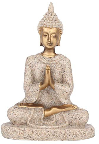 LetCart Buddha Statue, Buddha Figur Garten Statue Meditierender Sitzender Buddha Statue Schnitzerei Figur Handwerk für Home Decoration Ornament (A Gold)