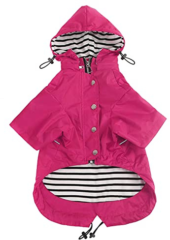 MOREZI Imperméable pour Chien, avec Boutons et Fermetures éclair réfléchissants, imperméable/Pluie, Cordon de Serrage réglable, Capuche Amovible-Rose-XS
