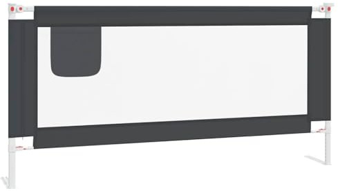 vidaXL Kleinkind Bettschutzgitter Bettgitter Kinderbettgitter Babybettgitter Gitter Kinderbett Babybett Rausfallschutz Dunkelgrau 190x25cm Stoff