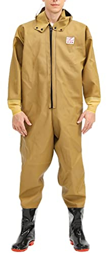 Rvlaugoaa Wathose Anglerhose Wathosen für Herren, Overall Wasserdicht Watstiefel für Die Brust Wathose mit Fuß Hell Jagd Fliege Angeln für Männer mit Stiefeln (Color : E, Size : 42)
