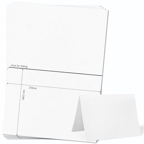 OfficeGear Extra Large A5 Tent Cards 1-up [50 Sheets - 50 Pack] 148.5x210mm Printable A4 250gsm Scored Folding Table Top Name Place Cards for Hotels Weddings Conference Events Incl Design Template