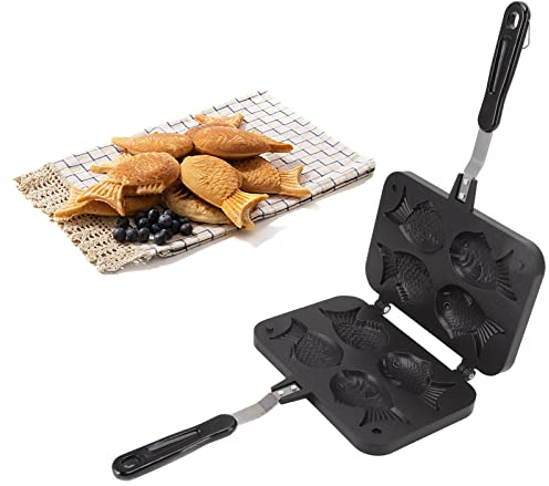 Taiyaki Fish Shape Cake Pan, Fish Shaped Cake Maker Aluminum Alloy Non Stick Taiyaki Double Baking Pan, Waffle Baking Mold for Home DIY Cooking Party Dessert