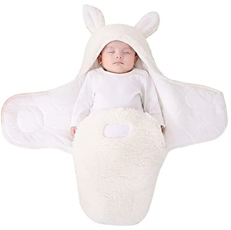 Skötfilt baby varm babyfilt plysch vinter gosig filt nyfödda mjuk sovsäck småbarn Pucksäck täcke för flickor pojke täcke baby dusch gåva vit 1–3 månader