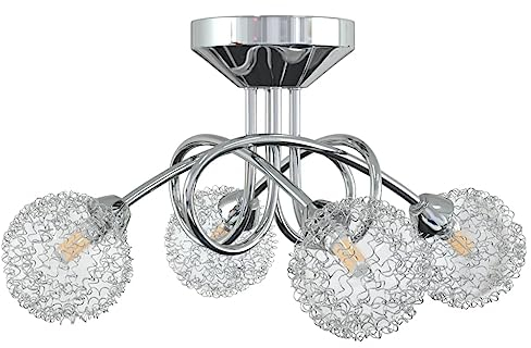 vidaXL Lampada da Soffitto con Paralumi in Rete per 4 Luci LED G9