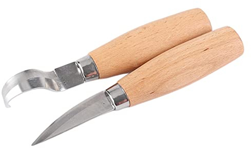 pistro 2Set di strumenti per intaglio del legno, gancio/coltello dritto Set cucchiaio strumenti per intaglio ciotola scoop tazza strumenti per intaglio sgorbie legno cucchiaio kit per intaglio