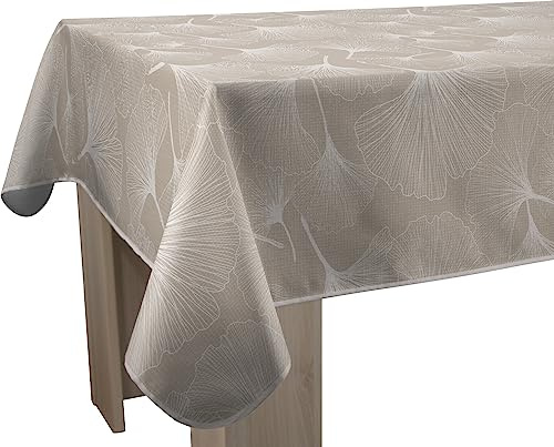 Le Linge de Jules Nappe Anti-Taches Biloba Ficelle - Rectangle 150 x 350 cm
