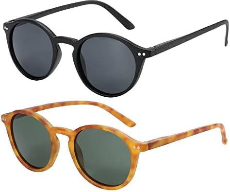 ZENOTTIC 2 Pares Gafas De Sol Polarizadas para Mujer Hombre Retro Redondas Cuadradas Protección UV400 Unisex Gafas de Sol