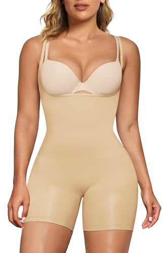 SHAPERX Open Bust Shapewear Tummy Control Bodysuits for Women Seamless Compression High Waisted Body Shaper, SZ5258-Beige-2XL/3XL