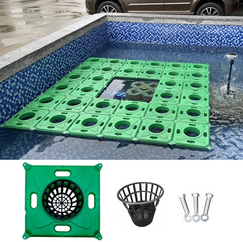 Pflanzkorb Teich Schwimmend Schwimmender Pflanzenkorb für Teichaquarium, Koi -Teich Schwimmender Plastikpflanzer, Teichdekoration Landschaftsbauinsel, Beinhaltet Blumentöpfe und Schrauben ( Color : Pl