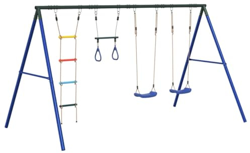 vidaXL Gungställning med gungor, trapets, stege, gungställning, utomhuslekset, gungställning för barn, trädgårdsgungställning, gungställning för barn
