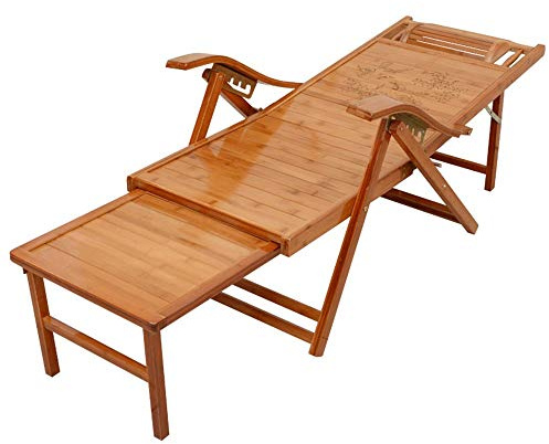WDFYJ Wooden Deck Chairs, Sun Loungers Oversized Garden Sunbeds Adjustable Adult Leisure Nap Lounge Chairs(Without Mattress)