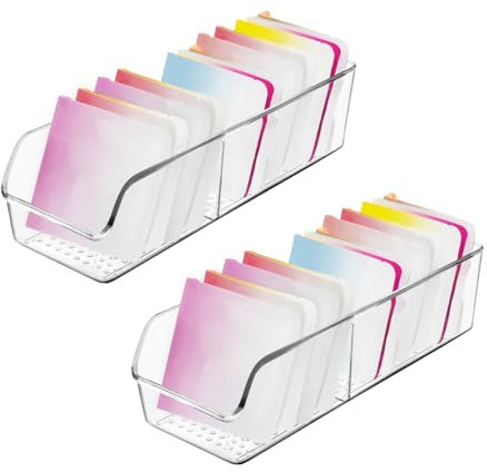 DIBALIYI 2PCS Kunststoff Teebox, Klarer Teeboxen , Geteilt Gestaltung Küchenorganisator Teebeutelhalter mit 2 Zellen, Einfacher Zugang Teebeutel Aufbewahrungsbox für Kaffeepads, Teebeutel (2PCS)