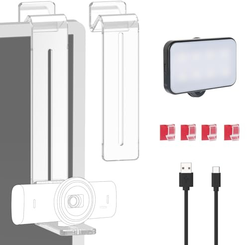 TOCCOOL Center Screen/Middle Screen Webcam Mount with Video Conference Light, Position Webcam Anywhere on Monitor, Laptop Screen, Compatible with Logitech MX Brio, C920x, C922, C930 Webcams