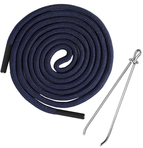 Cordón para Pantalones de Jogging,140CM Cordón de Repuesto de Algodón,con 1 Enhebrador,Cuerda de Repuesto Universal,Cuerdas de Sujeción,Cordón de Repuesto,Cordón para Cintura de Pantalones,Azul Marino