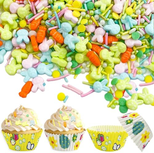 Decorazione per torte di Pasqua, 85g Essbare Tortendeko Ostern, 50 Pirottini per Cupcake Pasquali, Pasqua Cupcake Toppers, Decorazioni Pasquali