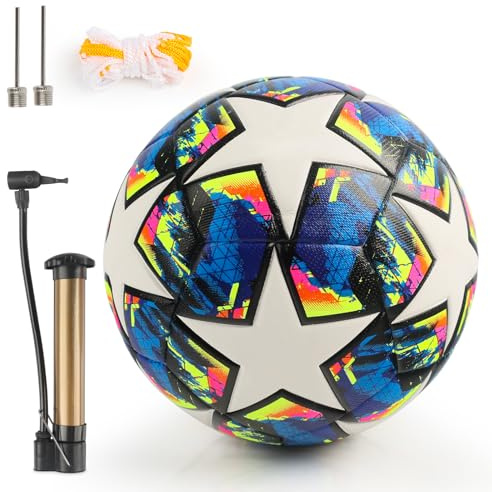 Clvsyh Pallone Da Calcio Champions, Pallone Da Calcio Di Dimensioni 5，Pallone Da Calcio Per Bambini E Adulti Con 1 Pompa Per Palloni, Regalo Di Compleanno Per Il Gioco E L'Allenamento
