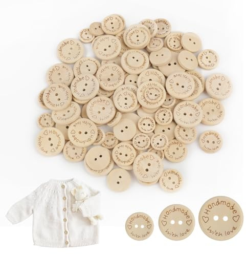 150 Botones de Madera, Botones de Madera Natural para Tejer a Mano, 15/20/25 mm, para Manualidades de Costura DIY