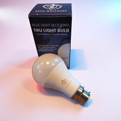 Ayus Wellness Tru Light Bulb | Full Spectrum LED | Blue Light Blocking | First and ONLY in The UK | 3 Colour Modes [Bayonet B22]