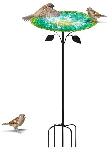 Rouzin Abbeveratoio per uccelli da giardino, abbeveratoio per uccelli, 83 cm, con base a 5 punte, in metallo, per esterni