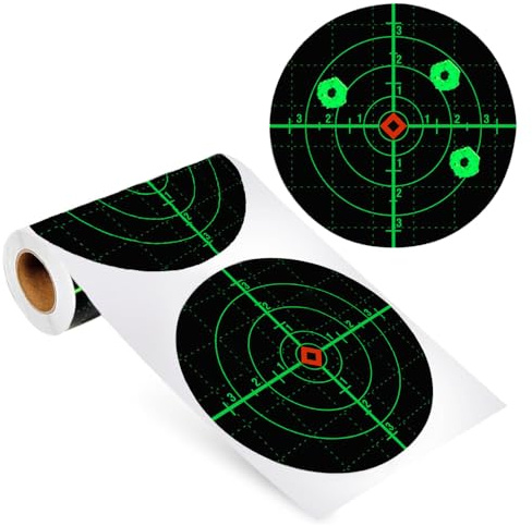 MiOYOOW 100 Pièces Autocollants pour Cibles de Tir, Cibles de Tir Autocollants, Papier Auto-adhésives pour Cibles de Tir, Cibles Vertes Fluorescentes pour l'entraînement et l'exercice au Tir à l'arc