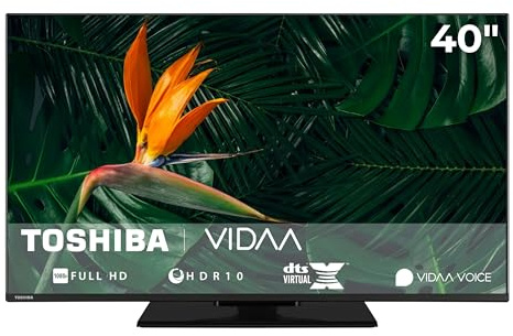 Toshiba Fernseher 40 Zoll Smart TV VIDAA Full HD Fernseher HDR Smart TV mit Triple-Tuner und Bluetooth, LED TV 40LV3F63DA