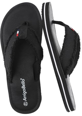 AX BOXING Infradito Uomo Ciabatte Estive Pantofole Sandali da Spiaggia e Piscina Comode Nero con frange EU 42