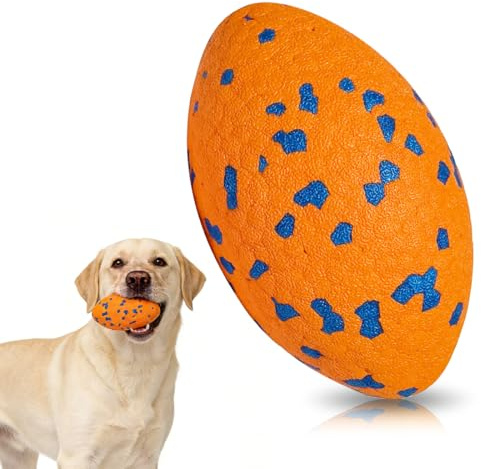 Umllpet robust hundfotboll rugbyboll, oförstörbar hundleksak för starka medelstora och stora hundar, flytande för vatten-apporteringsspel, orange